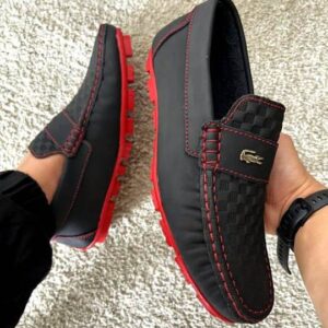 Mocasines para caballero base cuero sintético negro x rojo