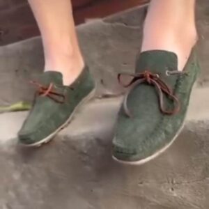 Zapatos Mocasines puro cuero verde carnaza