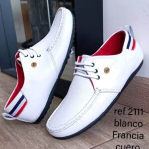 Zapatos tipo sport para caballero en puro cuero blanco