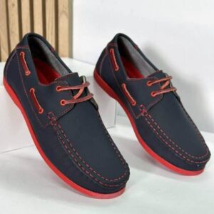 Zapatos Apaches cuero azul x rojo