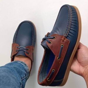 Zapatos Apaches cuero azul x coñac