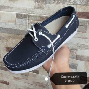 Zapatos Apaches cuero azul x blanco